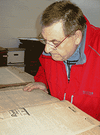 Alan in the archives, by Simon Chambers